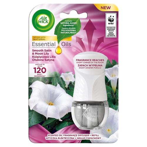 Miniaturka artykułu - Air Wick Essential Oils Elektryczny odświeżacz powietrza urządzenie + wkład Księżycowa Lilia, 19ml