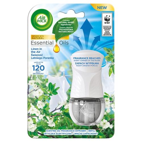 Miniaturka artykułu - Air Wick Essential Oils Elektryczny odświeżacz powietrza urządzenie + wkład Świeżość letniego poranka, 19ml