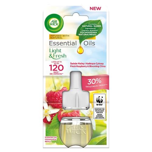 Miniaturka artykułu - Air Wick Essential Oils Wkład do elektrycznego odświeżacza Świeże Maliny i Kwitnące Cytrusy, 19ml
