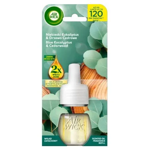 Miniaturka artykułu - Air Wick Blue Eukaliptus & Drzewo Cedrowe Wkład zapachowy do odświeżacza powietrza, 19 ml (zapas)