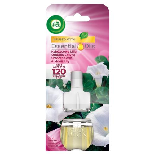 Miniaturka artykułu - Air Wick Essential Oils Wkład do elektrycznego odświeżacza powietrza Księżycowa Lilia Otulona Satyną, 19 ml
