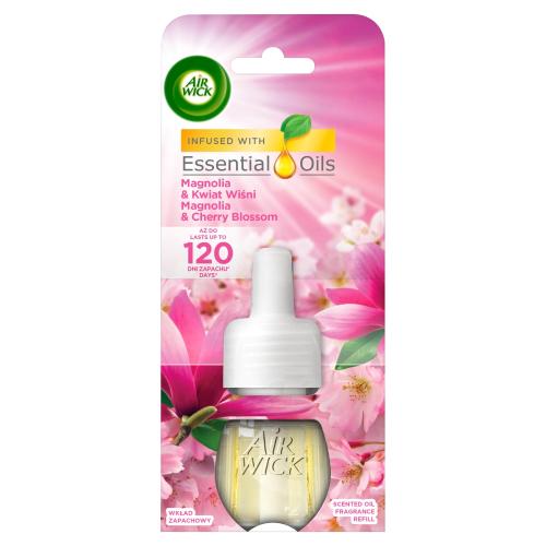 Miniaturka artykułu - Air Wick Essential Oils Wkład do elektrycznego odświeżacza powietrza Magnolia i Kwiat Wiśni, 19 ml