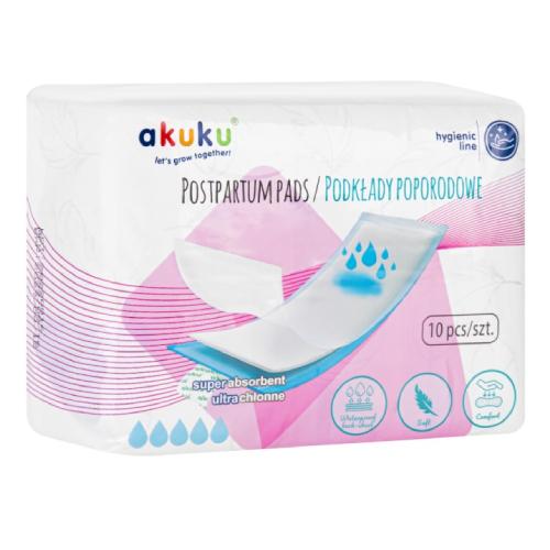 Miniaturka artykułu - AKUKU Podkłady poporodowe ultrachłonne, 10szt.