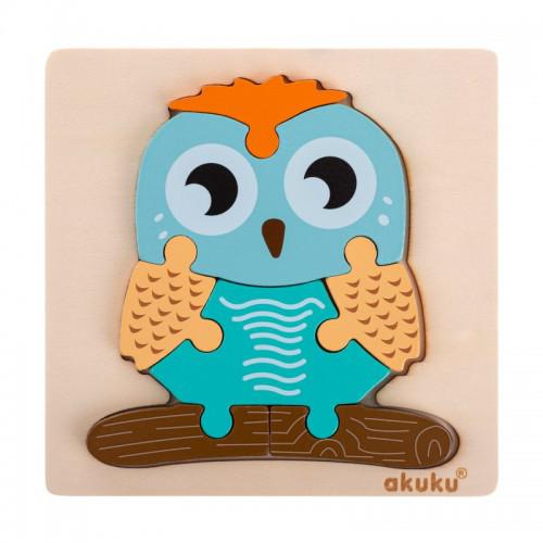 Miniaturka artykułu - AKUKU Puzzle drewniane Sowa A0601