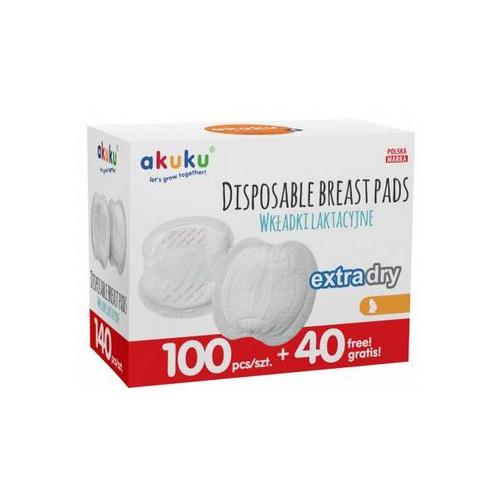 Miniaturka artykułu - AKUKU Wkładki Laktacyjne extra dry, 140szt.
