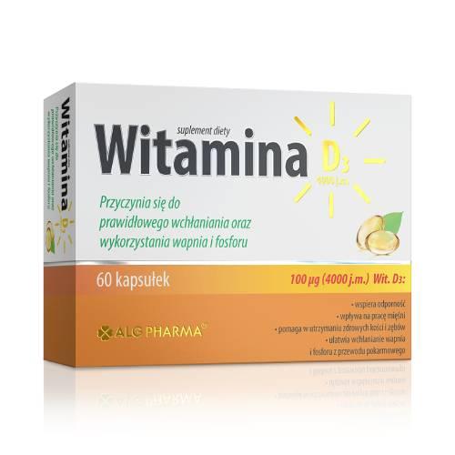 Miniaturka artykułu - Alg Pharma Witamina D3 4000 j.m., 60 kaps.