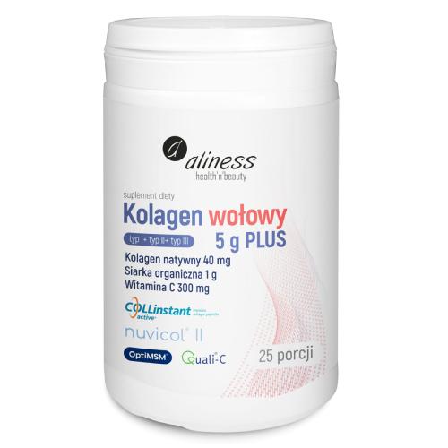 Miniaturka artykułu - Aliness Kolagen wołowy 5 g Plus,158,5 g