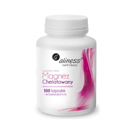 Miniaturka artykułu - Aliness Magnez chelatowany 720 mg + B6, 100 kaps. - suplement diety z witaminą B6