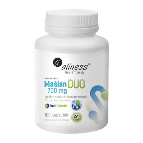 Miniaturka artykułu - Aliness Maślan Duo 700 mg Maślan sodu + Maślan wapnia, 100 kaps.