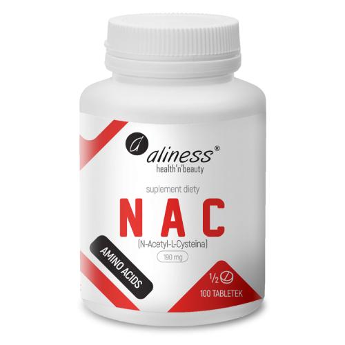 Miniaturka artykułu - Aliness NAC (N-Acetyl-L-Cysteina) 190 mg, 100 tabl.