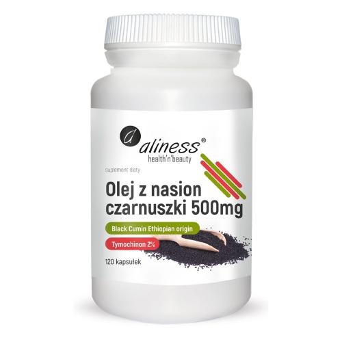Miniaturka artykułu - ALINESS Olej z nasion czarnuszki 2% 500 mg, 120 kaps.
