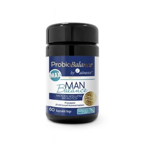 Miniaturka artykułu - Aliness Probiobalance Man Balance Max, 60 kaps. - suplement diety dla mężczyzn z probiotykami