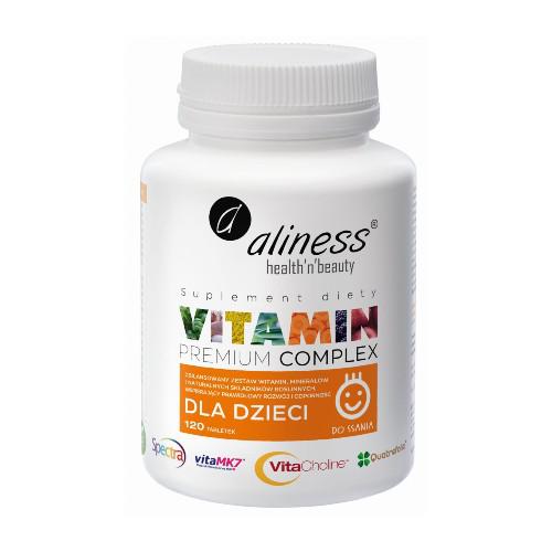 Miniaturka artykułu - ALINESS Vitamin Premium Complex dla dzieci, 120tabl. do ssania