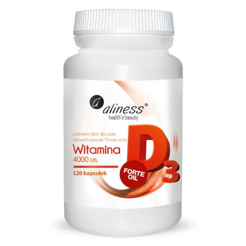 Miniaturka artykułu - ALINESS Witamina D3 FORTE 4000 j.m. - 120 kapsułek