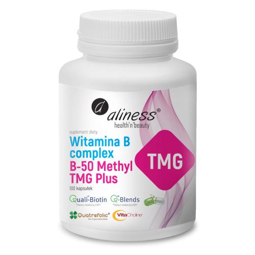 Miniaturka artykułu - ALINESS witaminaB-50 Complex methyl TMG plus - 100 kaps.