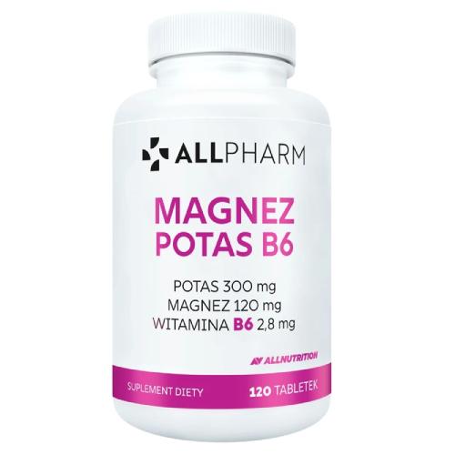 Miniaturka artykułu - Allnutrition Allpharm Magnez Potas B6, 120 tabl.