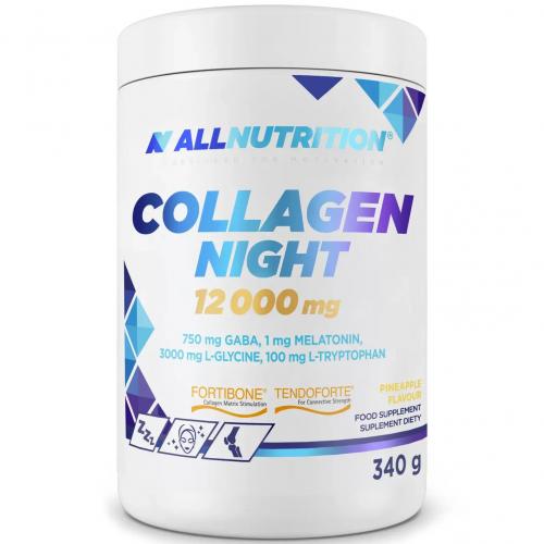 Miniaturka artykułu - Allnutrition Collagen Night 12 000 mg o smaku ananasa, 340 g