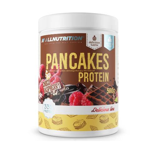 Miniaturka artykułu - ALLNUTRITION Pancakes Protein Mieszanka do naleśnik&oacute;w i gofr&oacute;w o smaku czekoladowo-malinowym, 500g 