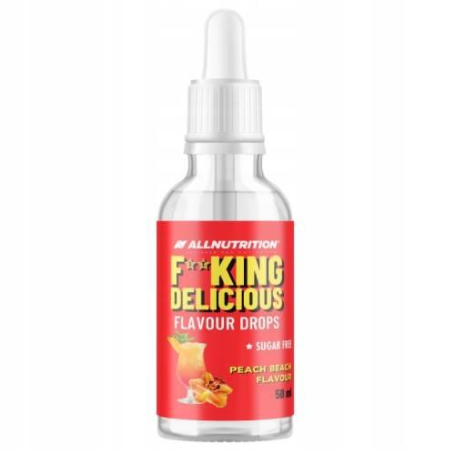 Miniaturka artykułu - Allnutrition Fitking Delicious Flavour Drops Peach Beach Aromatyzowane krople smak brzoskwinia, 50 ml