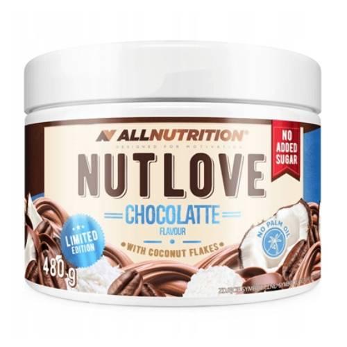 Miniaturka artykułu - Allnutrition Nutlove Chocolatte Krem kakaowo-kawowy z wi&oacute;rkami kokosowymi, 480 g