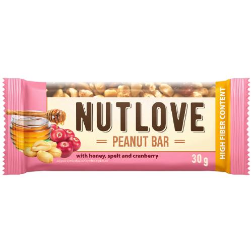 Miniaturka artykułu - ALLNUTRITION Nutlove Peanut Bar Baton mi&oacute;d, żurawina, 30g