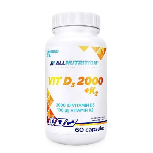Miniaturka artykułu - Allnutrition Vit D3 2000 + K2, 60 kaps.