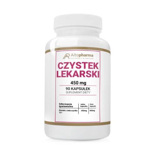 Miniaturka artykułu - ALTOPHARMA Czystek lekarski Ekstrakt 450mg, 90 kapsułek