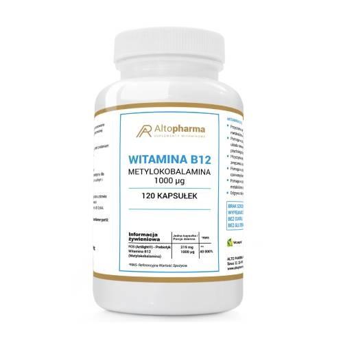 Miniaturka artykułu - ALTO PHARMA Witamina B12 Metylokobalamina 1000&micro;g, 120 kapsułek