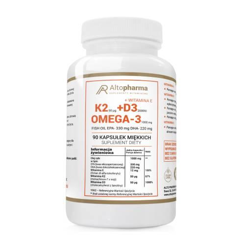 Miniaturka artykułu - ALTO PHARMA Witamina K2 MK-7 + D3 2000IU + Omega 3, 90 kapsułek miękkich
