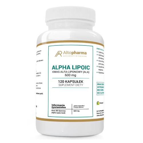 Miniaturka artykułu - ALTOPHARMA Alpha Lipoic Kwas alfa-liponowy (ALA) 600 mg, 120 kaps.