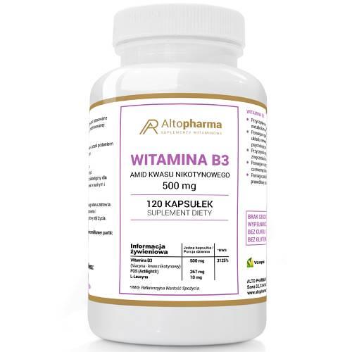 Miniaturka artykułu - ALTOPHARMA Witamina B3 500 mg, 120 kaps.