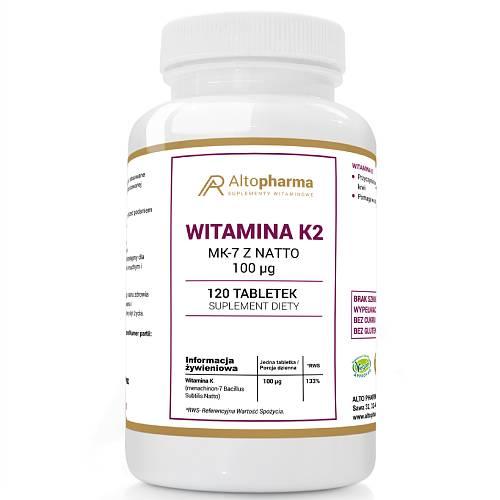 Miniaturka artykułu - ALTOPHARMA Witamina K2 MK-7 z natto 100 &micro;g, 120 tabl.