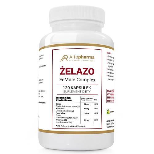 Miniaturka artykułu - ALTOPHARMA Żelazo Female Complex, 120 kaps.