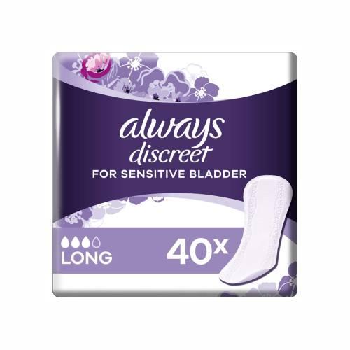 Miniaturka artykułu - Always Discreet Long Wkładki higieniczne na nietrzymanie moczu, 40 szt.