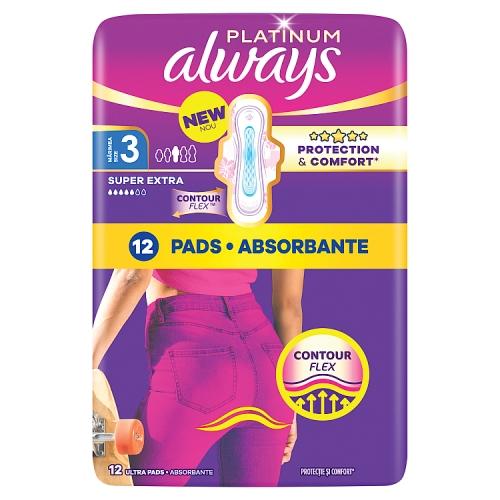 Miniaturka artykułu - Always Platinum Podpaski Super Extra Rozmiar 3 ze skrzydełkami, 12 szt.