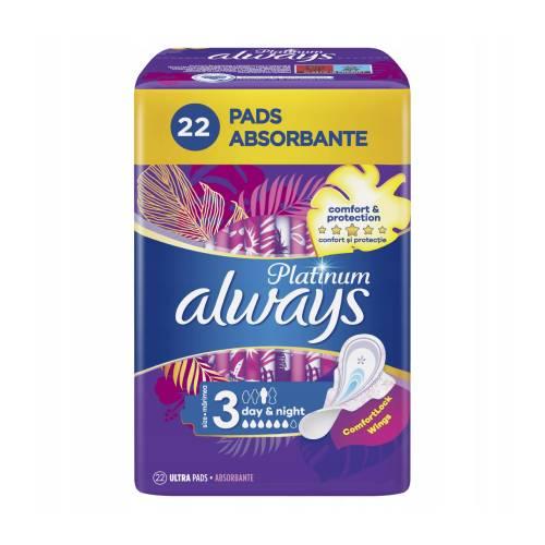 Miniaturka artykułu - ALWAYS Ultra Platinum Day&Night Podpaski, 22szt.