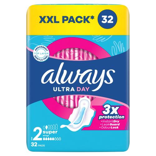 Miniaturka artykułu - Always Ultra Day Super Podpaski ze skrzydełkami rozmiar 2, 32 szt.