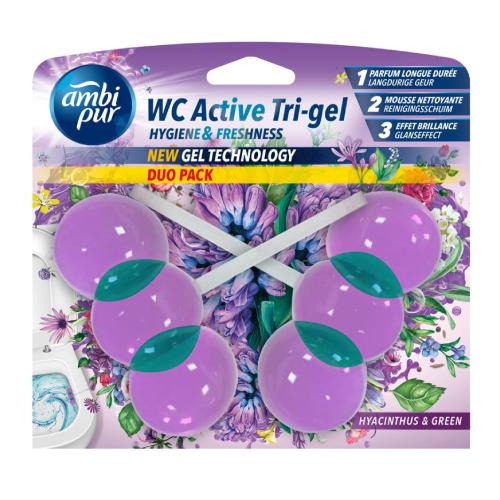 Miniaturka artykułu - AMBI PUR Active Tri-Gel Zawieszki do WC Hyacintus & Green, 2x45g