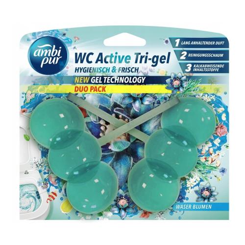 Miniaturka artykułu - AMBI PUR Active Tri-Gel Zawieszki do WC Water Flowers, 2x45g