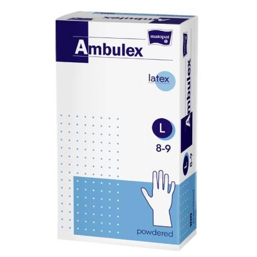 Miniaturka artykułu - AMBULEX LATEX L Rękawice zabiegowe niejałowe pudrowe - 100 sztuk