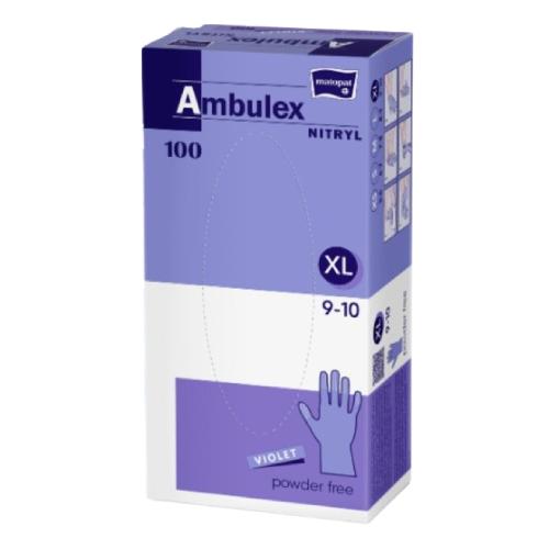 Miniaturka artykułu - Ambulex Nitryl Rękawice nitrylowe bezpudrowe jednorazowe fioletowe XL, 100 szt.