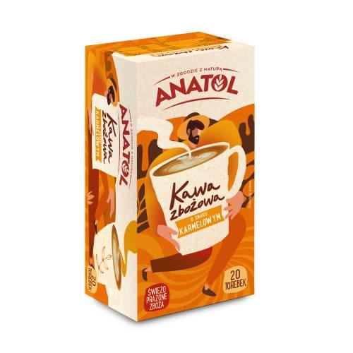 Miniaturka artykułu - ANATOL Kawa zbożowa o smaku karmelowym ekspresowa, 20 x 4,2 g