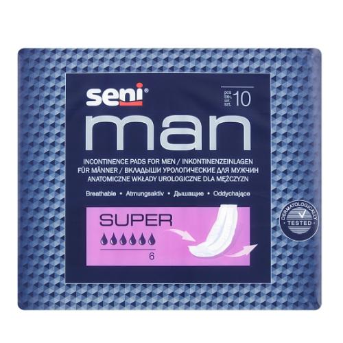 Miniaturka artykułu - SENI MAN SUPER, 10 szt. - Anatomiczne wkłady urologiczne dla mężczyzn