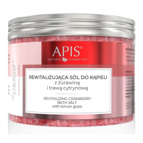 Miniaturka artykułu - APIS ŻURAWINOWA WITALNOŚĆ Rewitalizująca s&oacute;l do kąpieli z żurawiną i trawą cytrynową, 650g