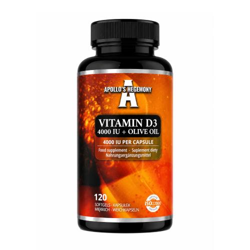 Miniaturka artykułu - Apollo's Hegemony Vitamin D3 4000 IU + Olive Oil, 120 kaps.