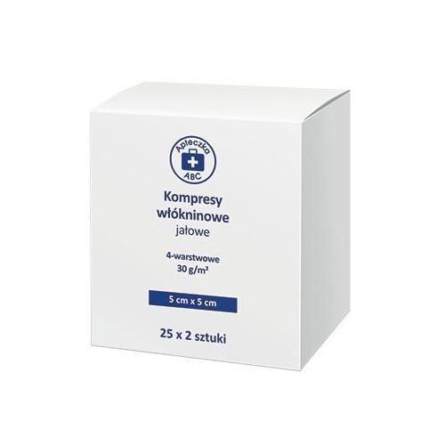 Miniaturka artykułu - Apteczka ABC Kompresy wł&oacute;kninowe jałowe 4-warstwowe 5cm x 5cm, 25x2szt.