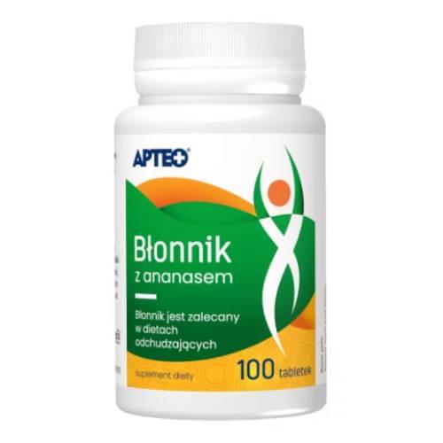 Miniaturka artykułu - APTEO  Błonnik z ananasem, 100 tabletek KR&Oacute;TKA DATA 30.09.2026