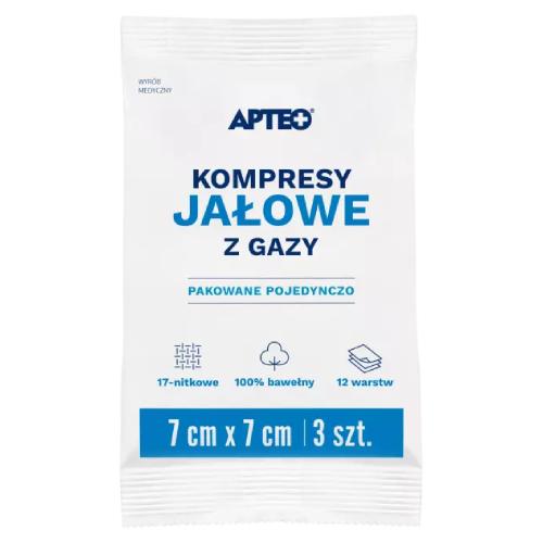 Miniaturka artykułu - APTEO CARE Kompresy jałowe z gazy 7x7cm, 3 sztuki