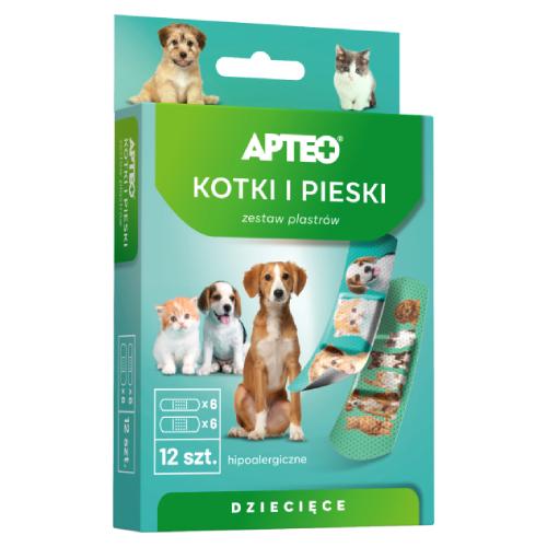 Miniaturka artykułu - APTEO CARE Plastry dla dzieci kotki i pieski, 12 szt.