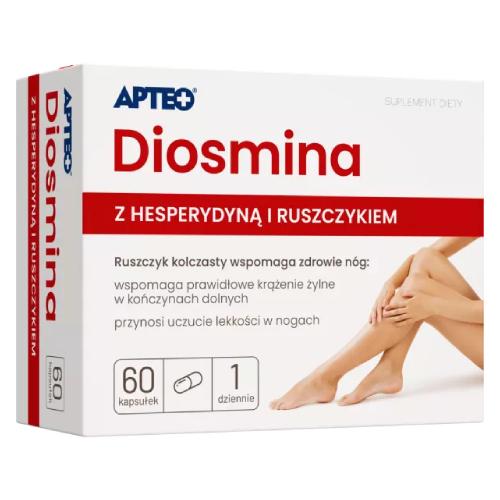 Miniaturka artykułu - APTEO Diosmina, hesperydyna, ruszczyk, 60 kaps.